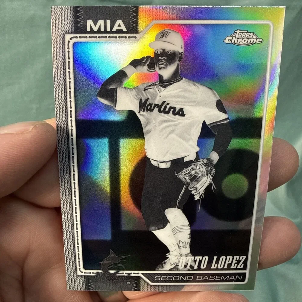 2026 Topps Chrome #116 Otto Lopez Negative Refractor Miami Marlins Blue Jays MLB